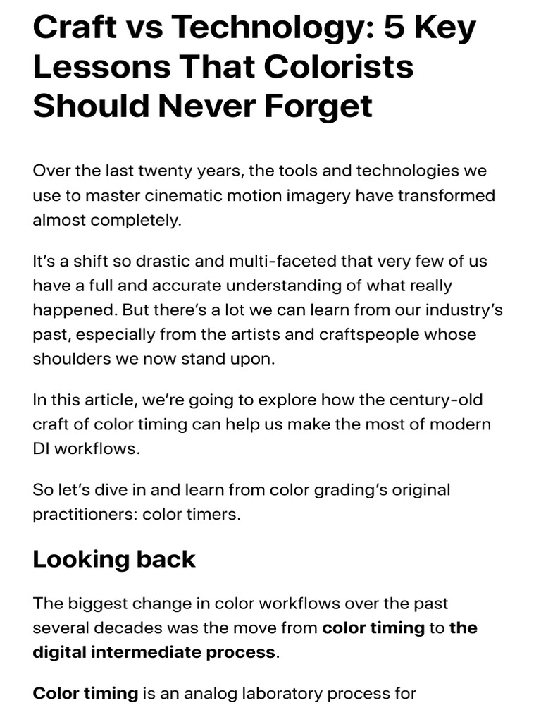 Lessons from Color Timing for Colorists | PDF | Exposure (Photography ...