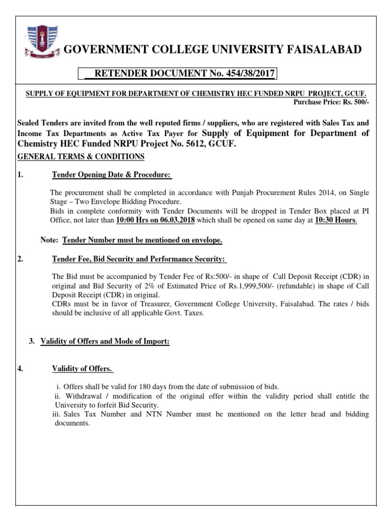 Tender Documents Examples Nz