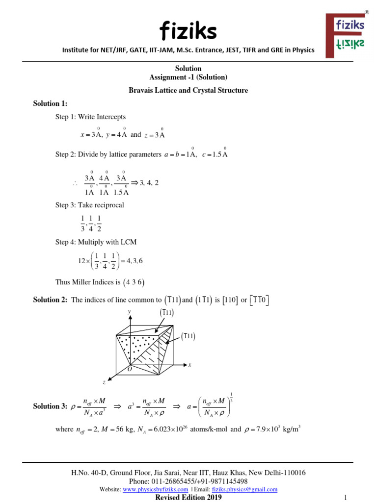 Physics Solutions for Crystal Structures | PDF | Physical Sciences ...