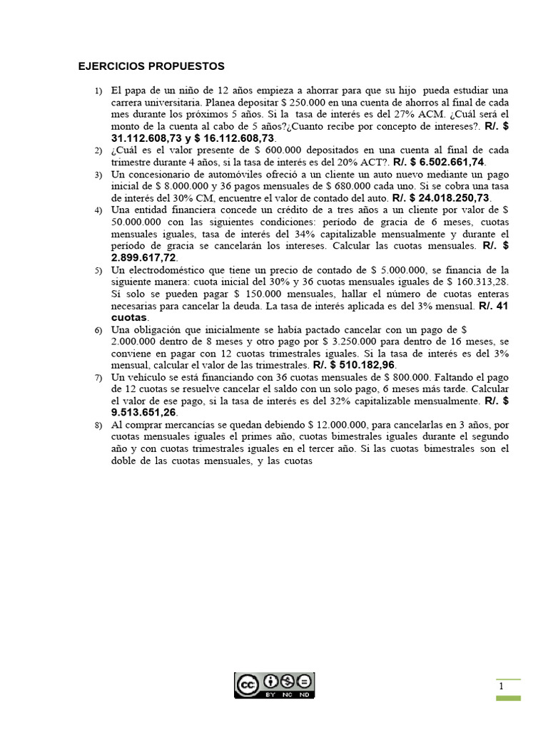 Ejercicios de Finanzas y Ahorro Mensual | PDF | Interés | Tasas de interés