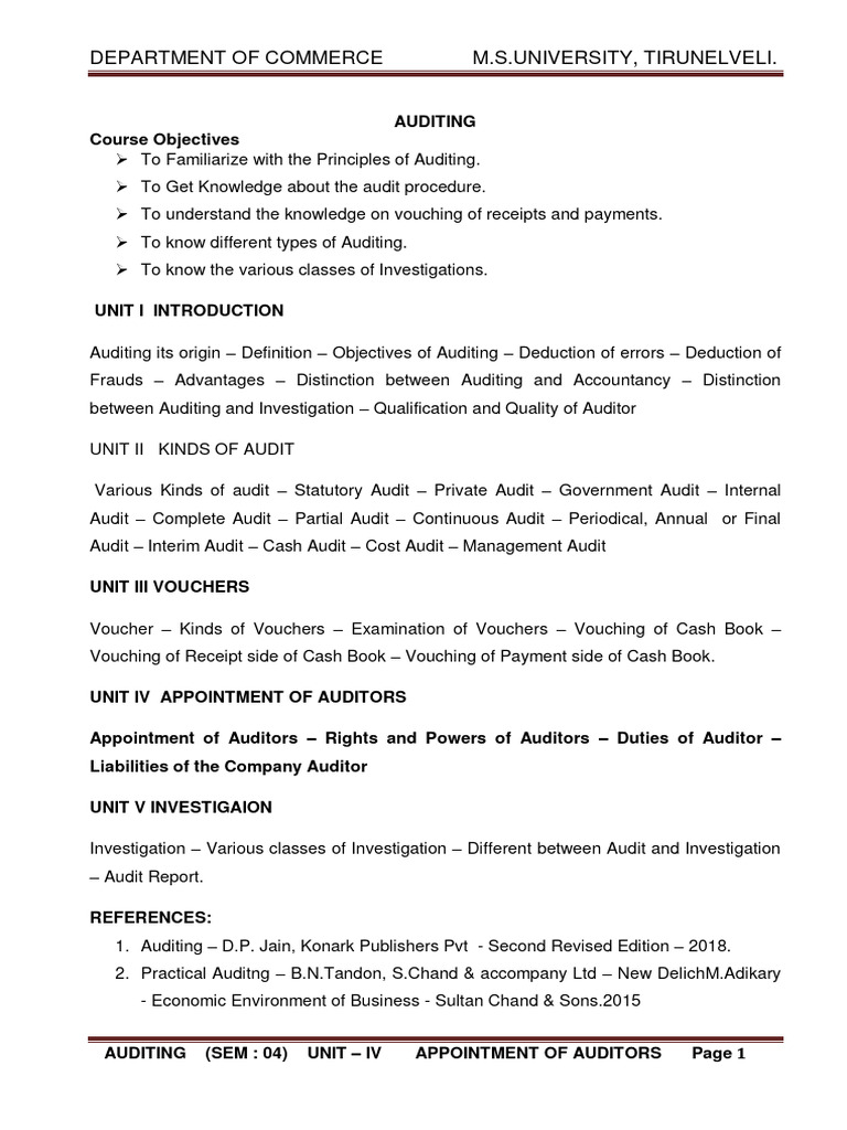 Objectives of Investigation in Auditing | PDF | Audit | Auditor's Report