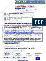 Test On Units 10 & 11 Prep.3 Second Term
