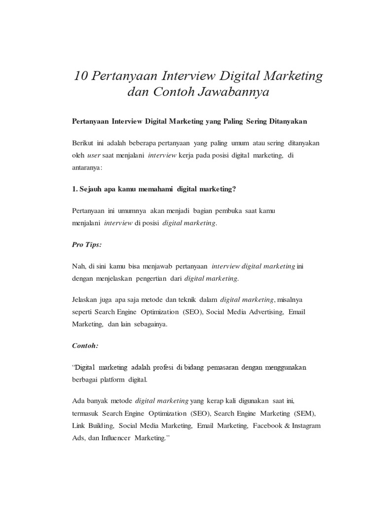 Mengarungi Lautan Pertanyaan: Panduan Lengkap Wawancara Digital Marketing