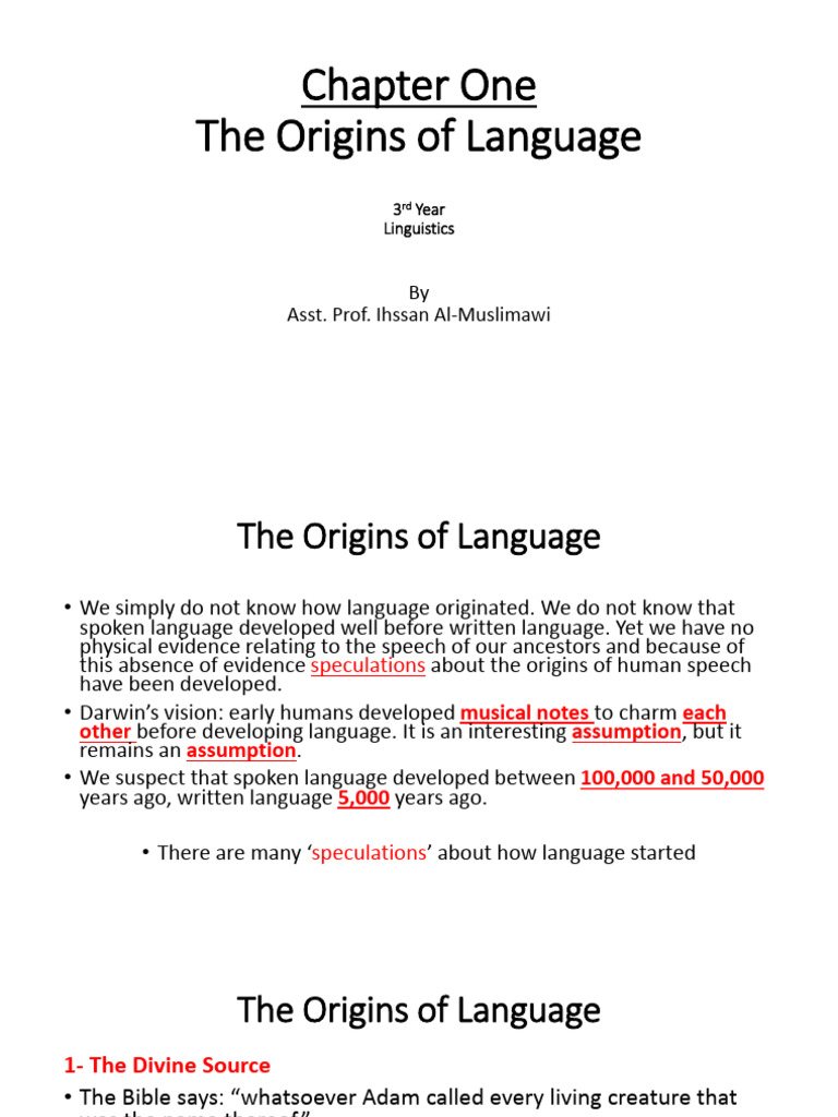 Chapter 1 The Origins of The Language | PDF | Larynx | Origin Of Language
