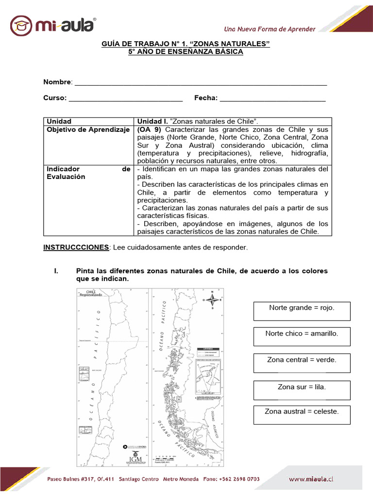 Guia 1 Zonas Naturales de Chile | Descargar gratis PDF | Chile ...