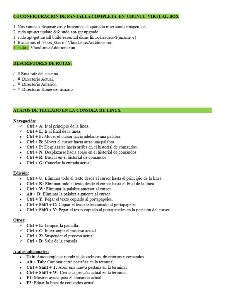 Guía de comandos Linux y atajos | PDF | Archivo de computadora ...