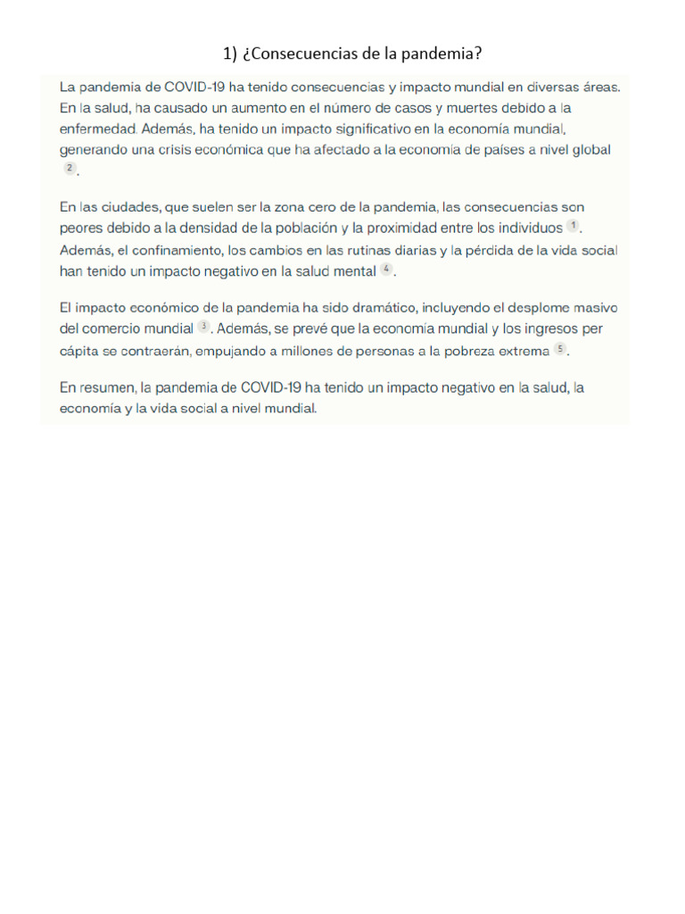 Consecuencias y efectos de la pandemia | PDF | Salud y bienestar ...