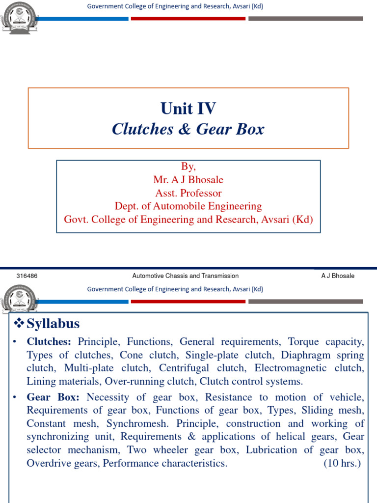 Clutch and Gearbox Fundamentals | PDF | Clutch | Manual Transmission