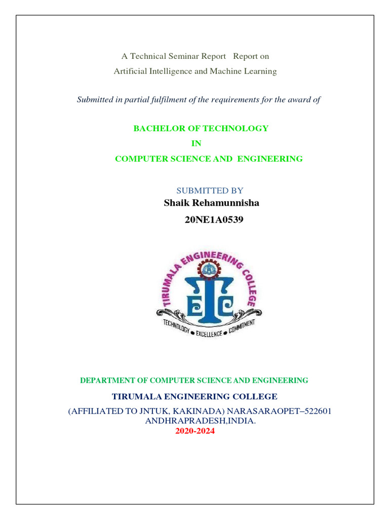 AI and Machine Learning Seminar Report | PDF | Artificial Intelligence ...