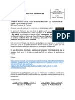 Circular Informativa Reunión Padres de Familia Encuentro Con Cristo Grado 5°