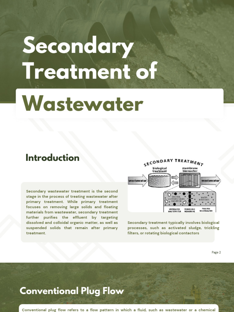 Secondary Treatment of Wastewater | PDF | Sewage Treatment | Water Supply