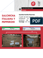 Comunicado Compras - Salchicha Italiana y Pepperoni Proveedor Quality