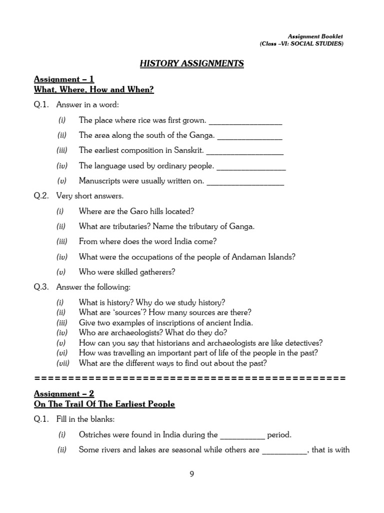 CBSE Class 6 History All Chapter Worksheets | PDF | Ashoka | Indian