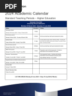 2024 Standard Academic Calendar