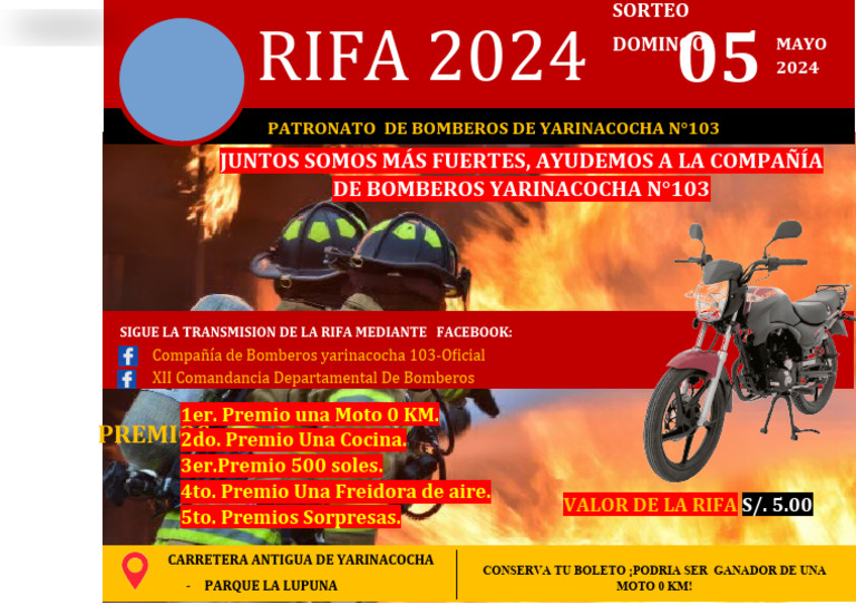 Rifa 2024 Bomberos Yarinacocha: ¡Gana! | PDF