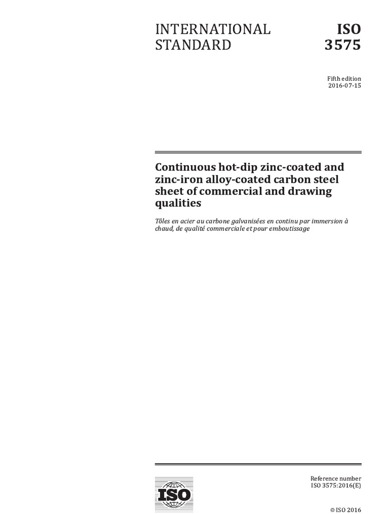 BS Iso 3575-2016 | PDF | Sheet Metal | International Organization For ...