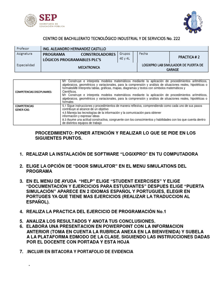 Práctica De Simulación Con Logixpro Plc Pdf Ciencias De La