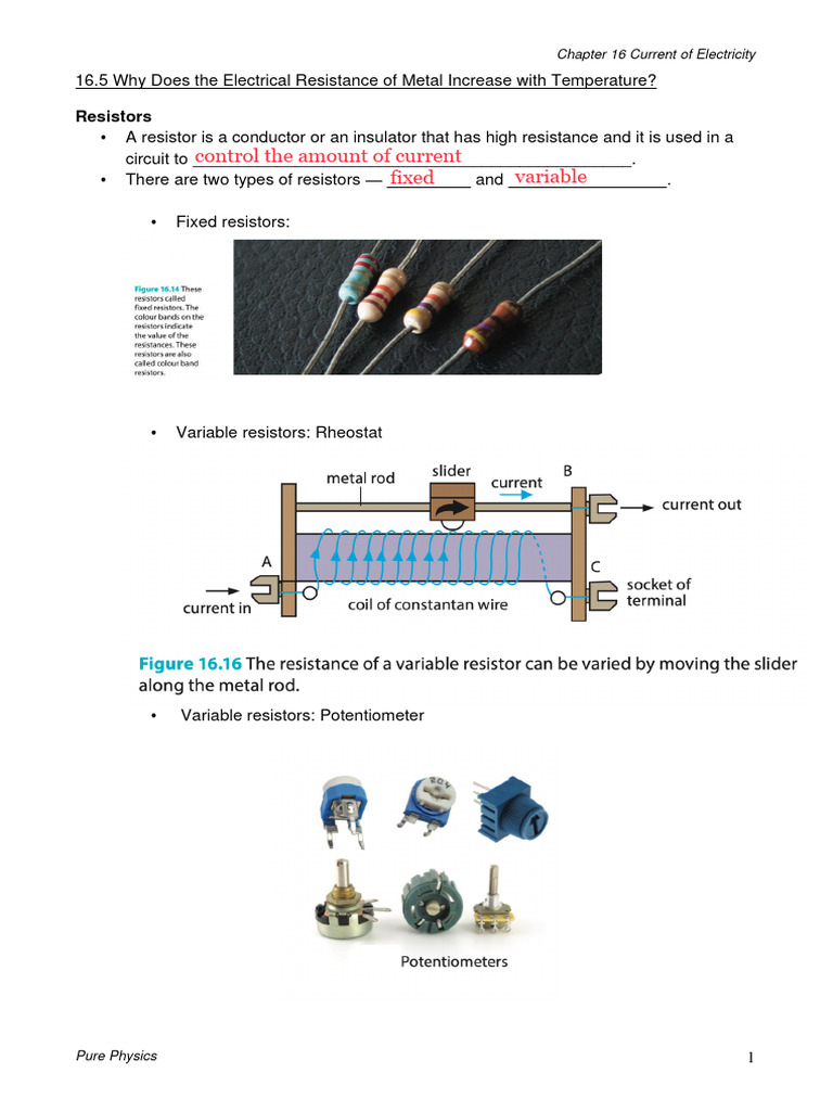 Chpt16 - Current of Electricity Notes Student 2024 Part 2 | PDF ...