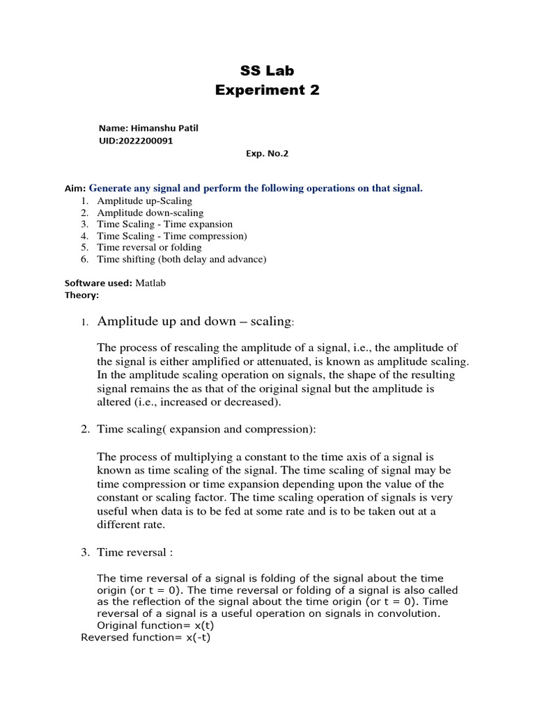 Signal and System Lab | PDF | Applied Mathematics | Signal Processing