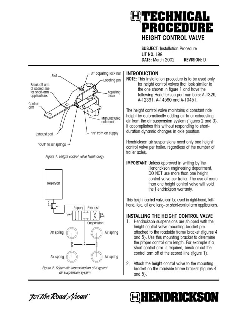 Technical Procedure: Height Control Valve | PDF | Pipe (Fluid ...