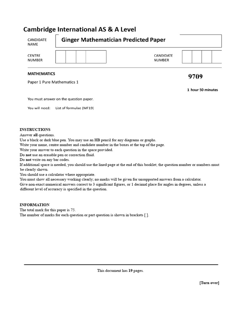 2024 A Level Maths Paper 1 Guidelines | PDF | Circle | Applied Mathematics