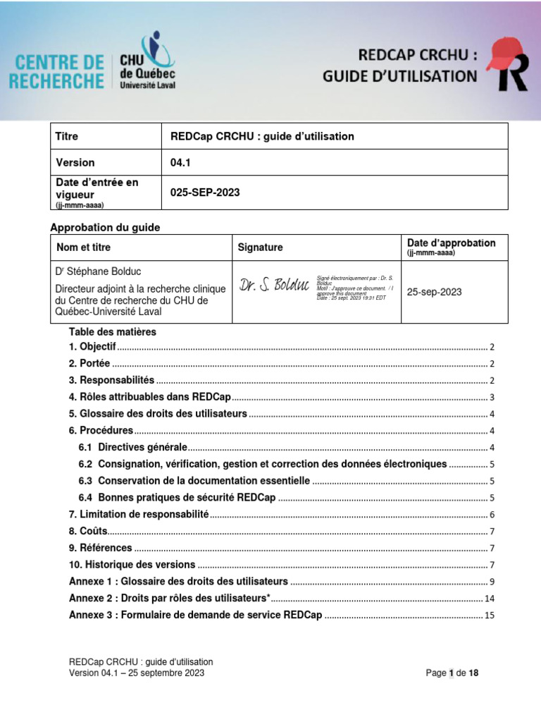 Guide d'utilisation de REDCap CRCHU | PDF | Application | Informatique