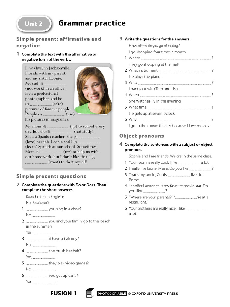 Simple Present Grammar Practice | PDF | Linguistic Typology | Linguistics