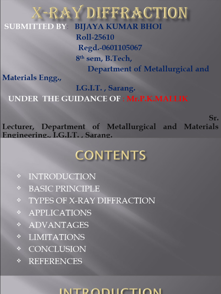 X-RAY DIFFRACTION | PDF | X Ray Crystallography | Diffraction
