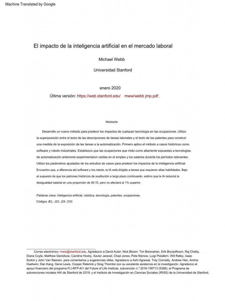 El Impacto de La Inteligencia Artificial en El Mercado Laboral | PDF ...