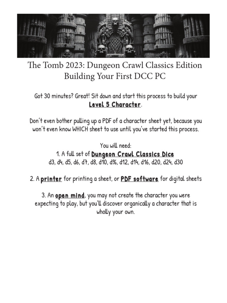 DCC Character Creation Guide | PDF