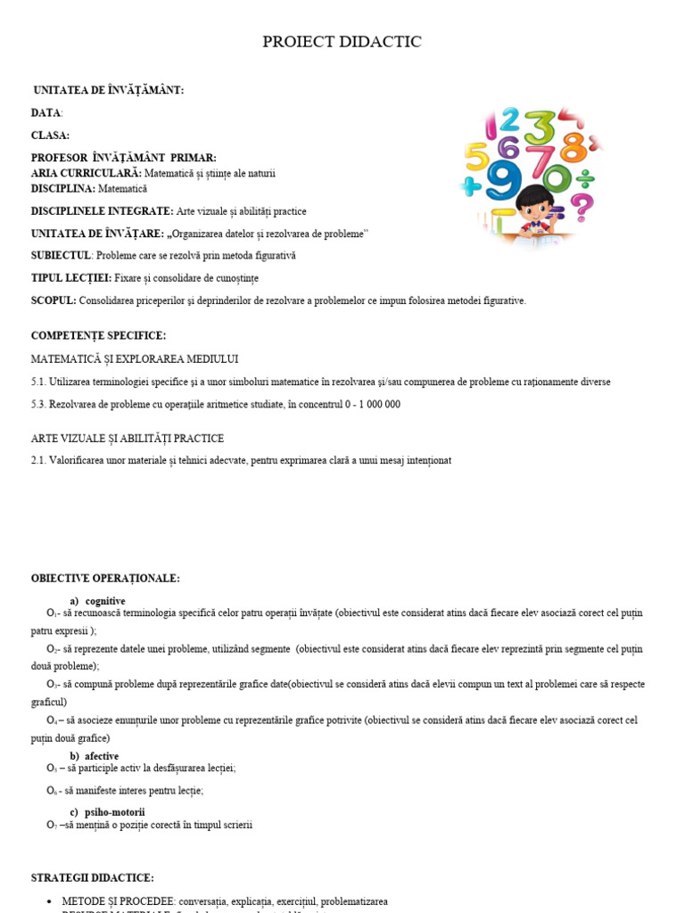 Proiect Didactic Matematică | PDF