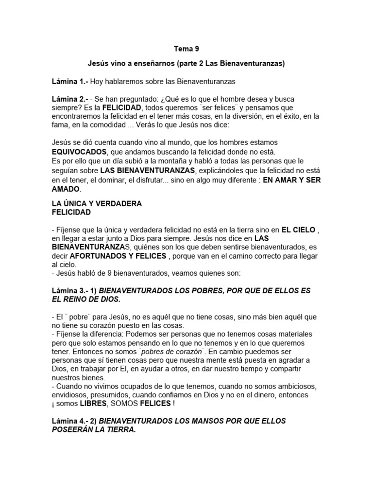 Bienaventuranzas: Camino a la Felicidad | PDF | Perdón | Bienaventuranzas