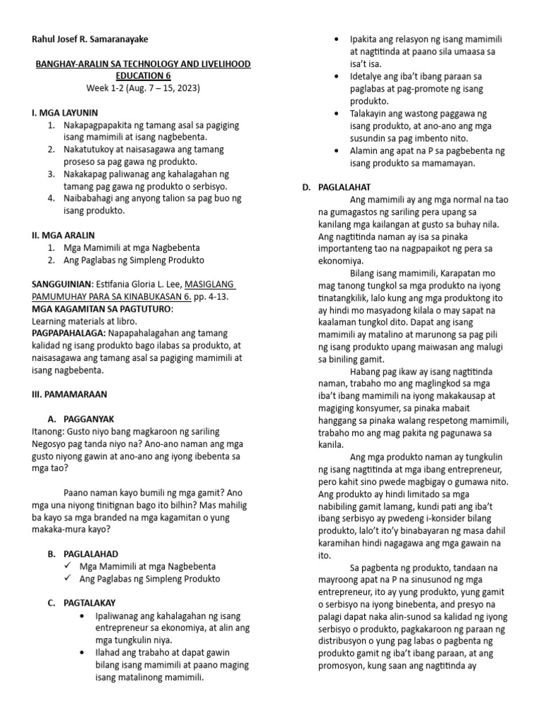 TLE Grade 6 LP | PDF