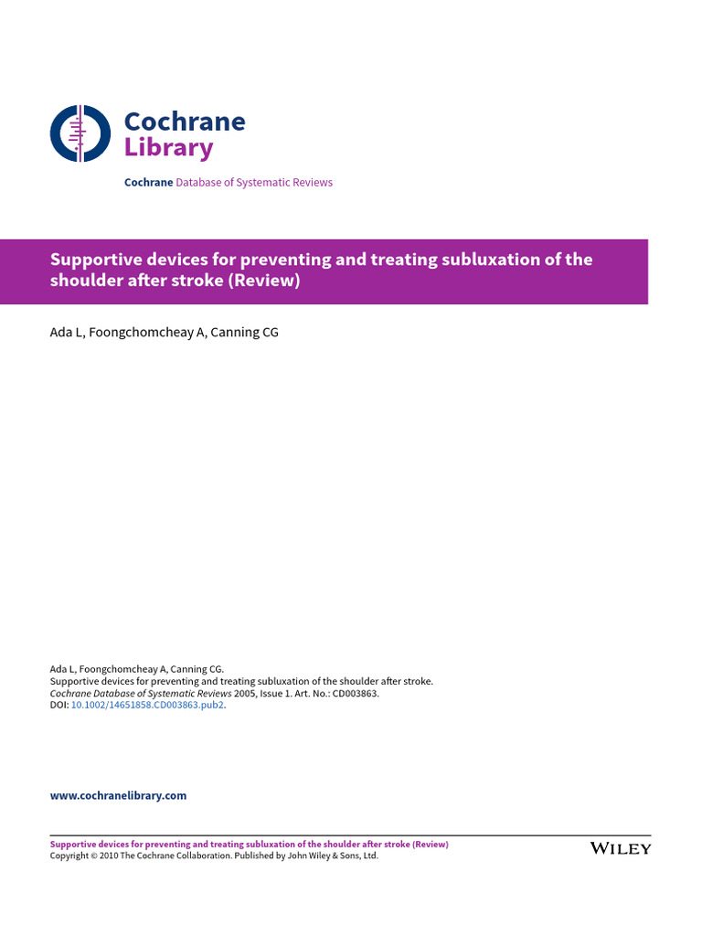 Ada Et Al 2005 Supportive Devices | PDF | Systematic Review | Shoulder