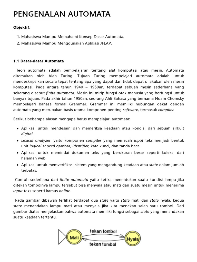 Pengenalan Dasar Automata | PDF | Metode & Bahan Ajar