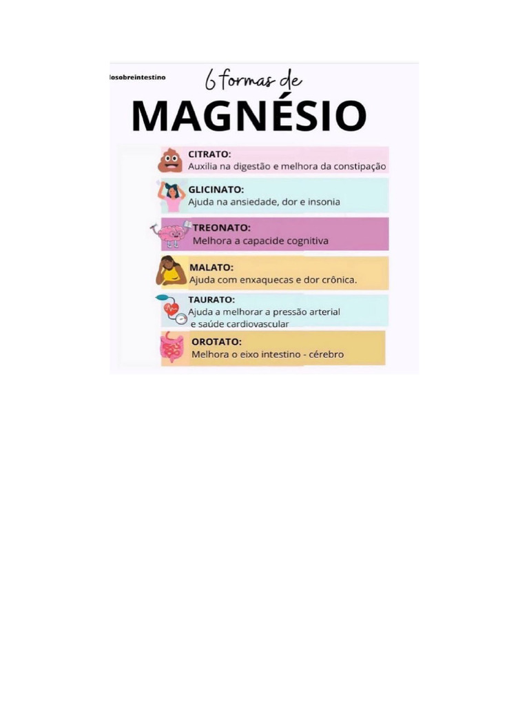 Tipos de Magnésio e Suas Funções | PDF