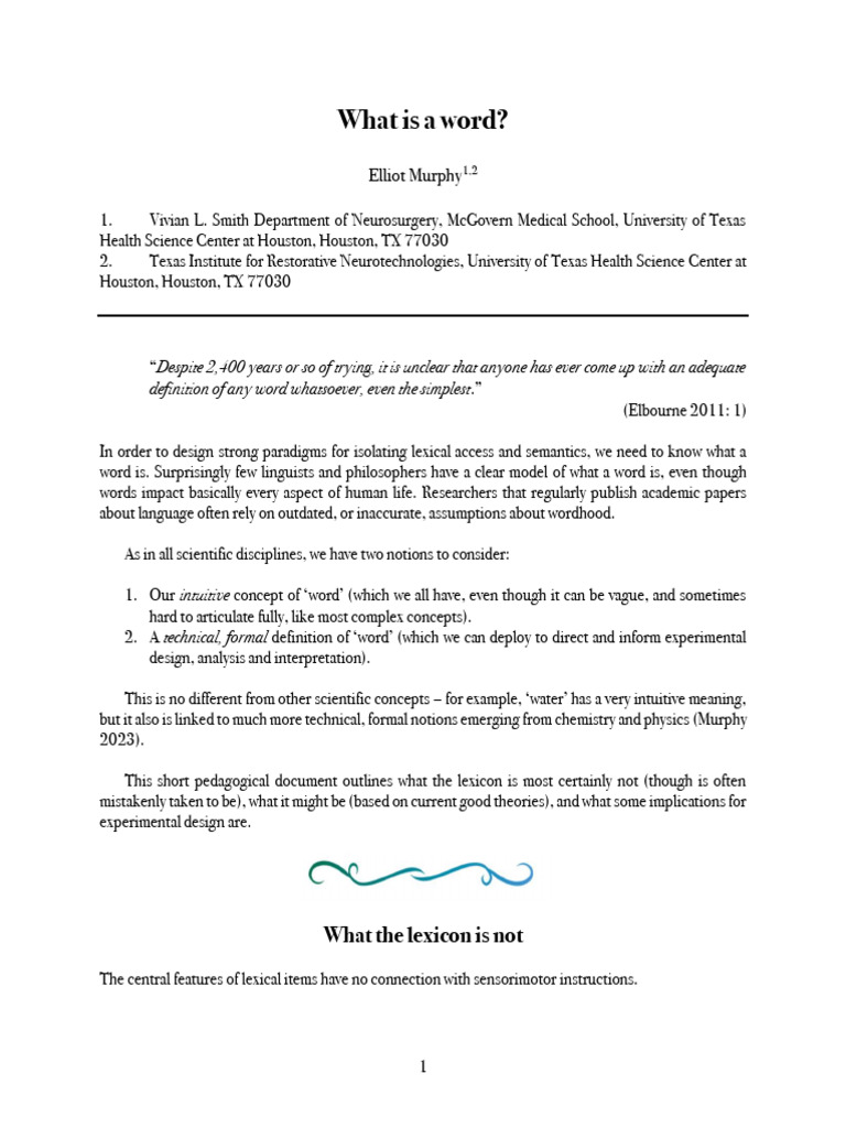 Understanding the Concept of a Word | PDF | Semantics | Word