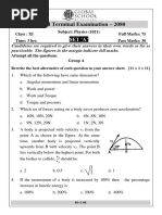 PHY (SET A) - XI 3rdTERM 80