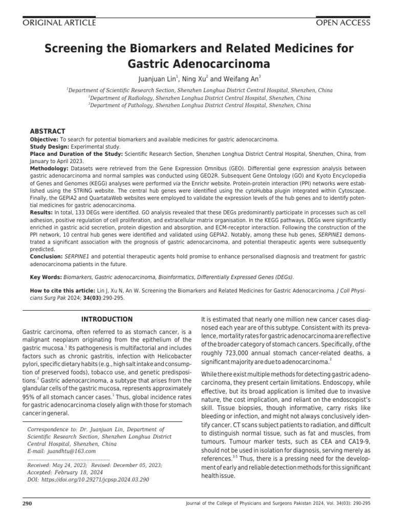 Screening the biomarkers and related medicines for gastric