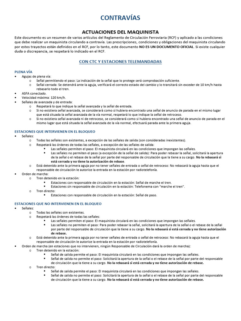 Normas para Maquinistas a Contravía | PDF | Transporte | Seguridad ...