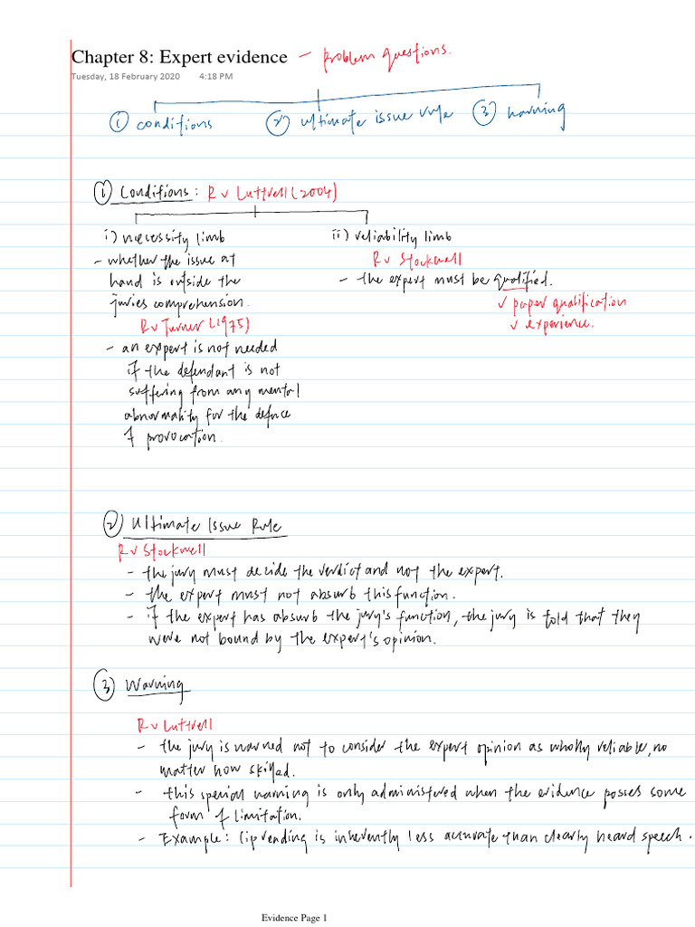 Chapter 8 Expert Evidence | PDF