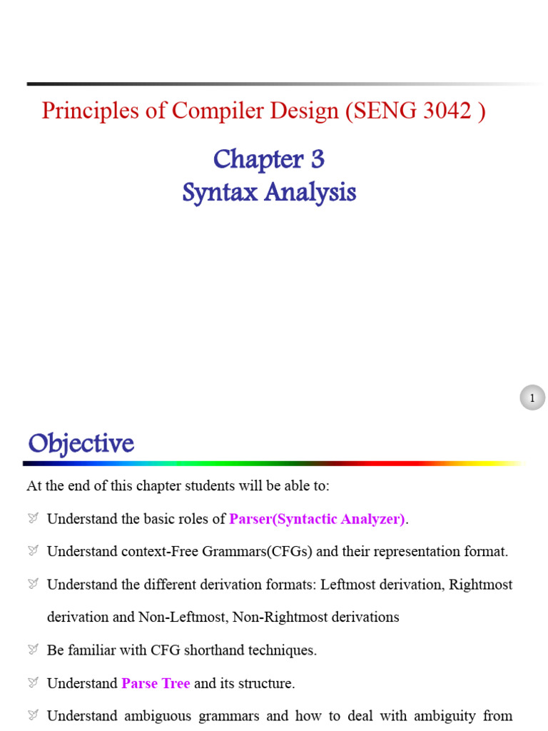 Chapter 3 Syntax Analysis I | PDF | Parsing | Syntax