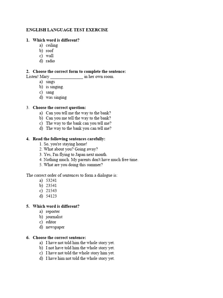 Ushtrime Per Test | PDF | Verb | Adverb