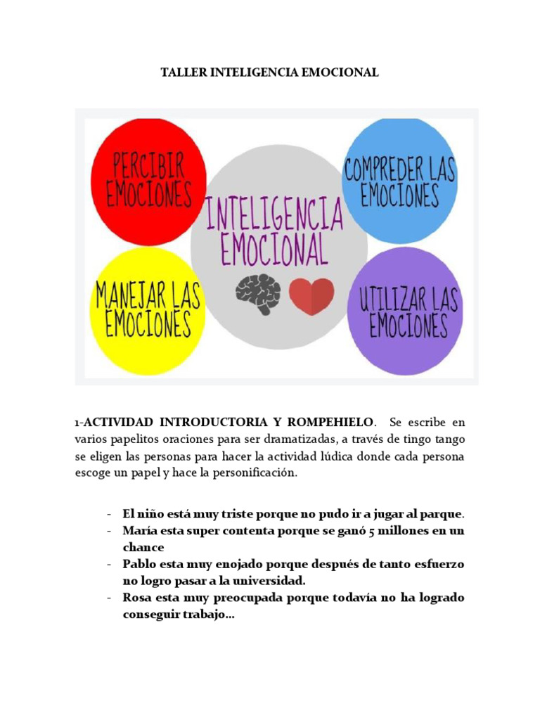Taller de Inteligencia Emocional | PDF | Las emociones | Inteligencia ...