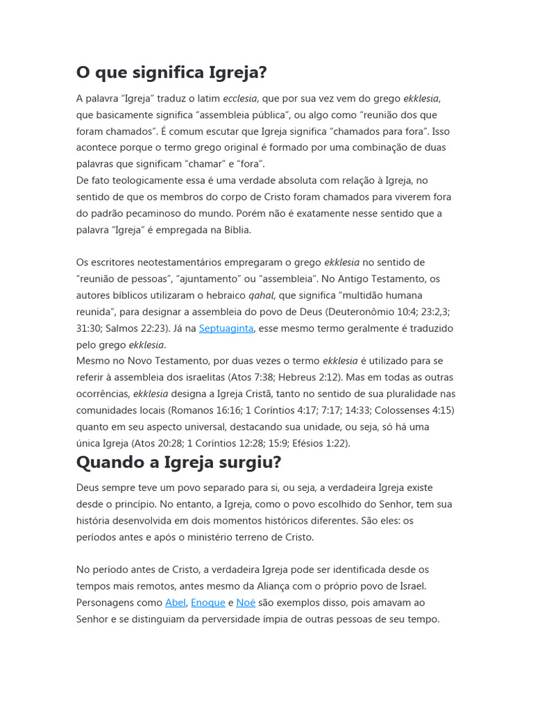 O Que É Igreja | PDF | Igreja cristã | Igreja católica