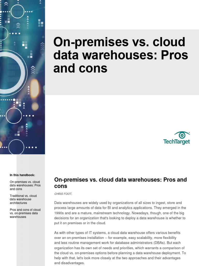 On-Premises vs. Cloud Data Warehouses | PDF | Cloud Computing | Scalability