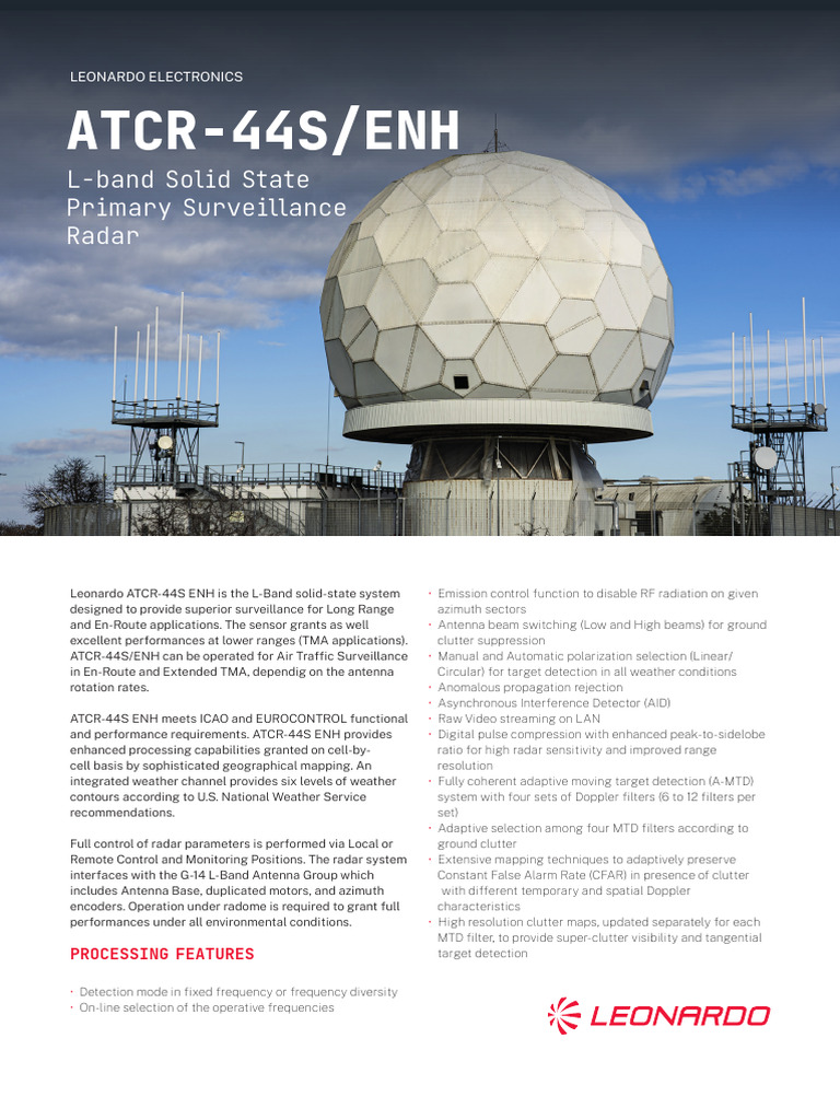 Leonardo ATCR-44S ENH Radar Overview | PDF | Radar | Telecommunications ...