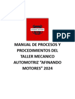 Manual de Procesos y Procedimientos Del Taller Mecanico Automotriz