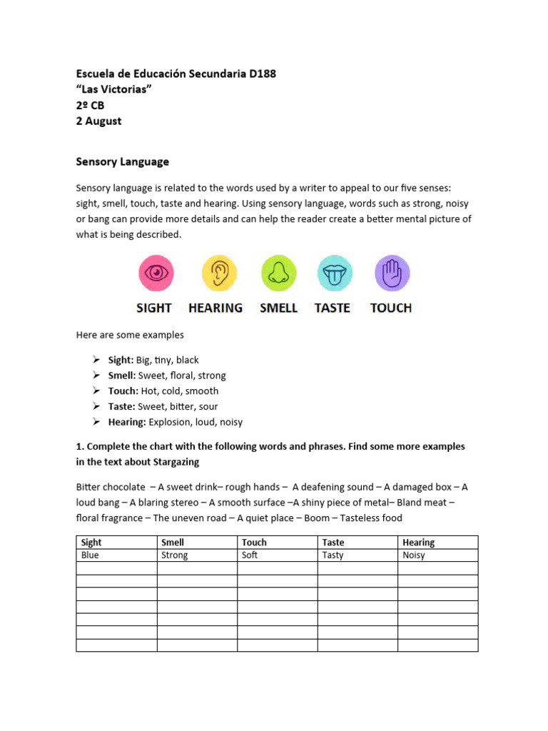 Sensory Language | PDF