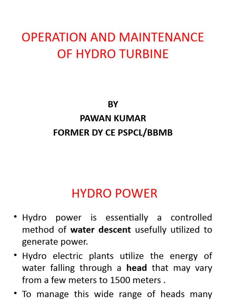 Hydroelectric Turbine Operation & Maintenance | PDF | Turbine ...